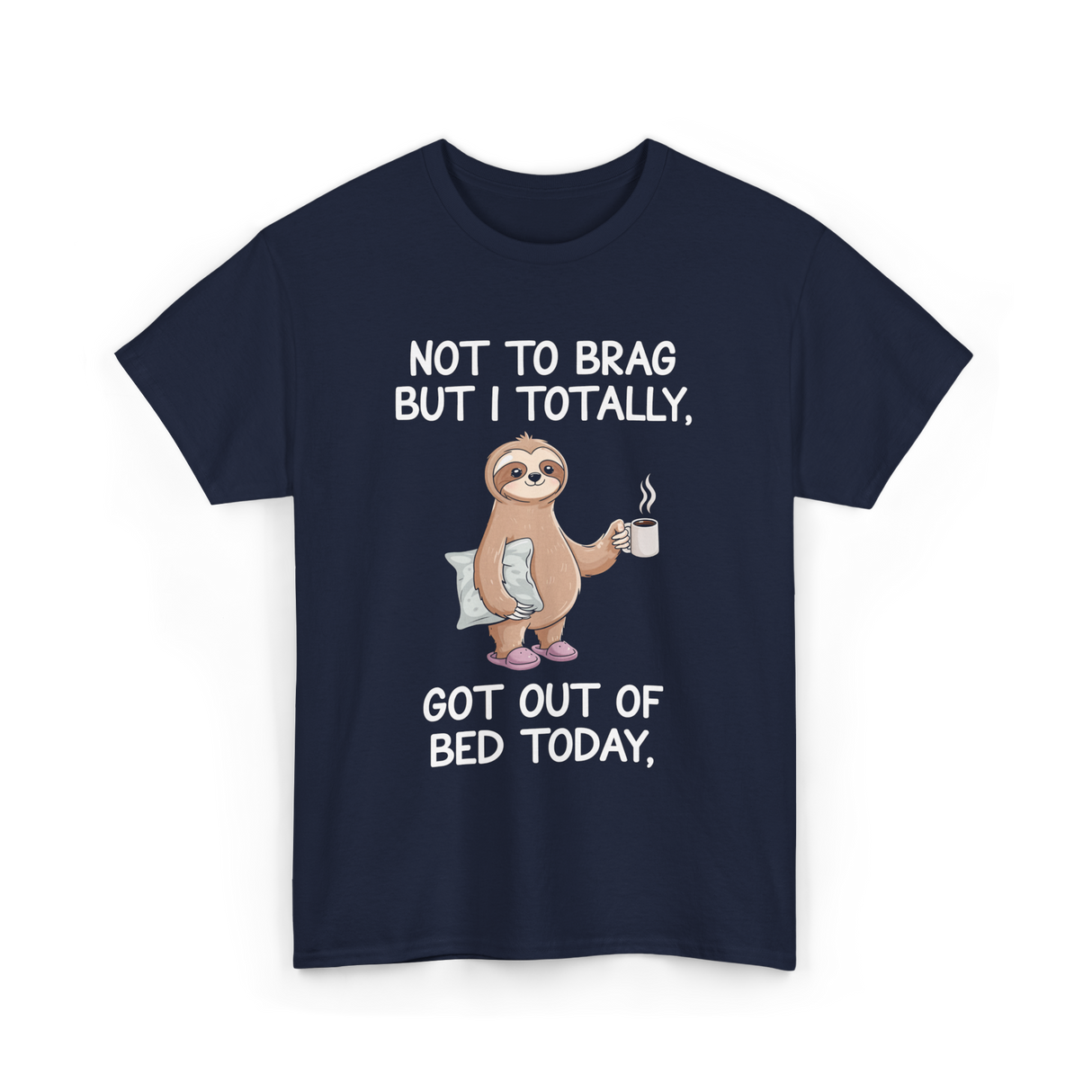 Got Out Of Bed Sloth T-Shirt - Navy