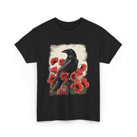 Gothic Raven Rose Raven Crow T-Shirt - Black