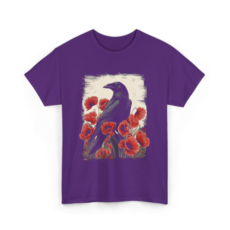 Gothic Raven Rose Raven Crow T-Shirt - Purple