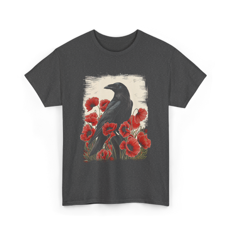 Gothic Raven Rose Raven Crow T-Shirt - Dark Heather