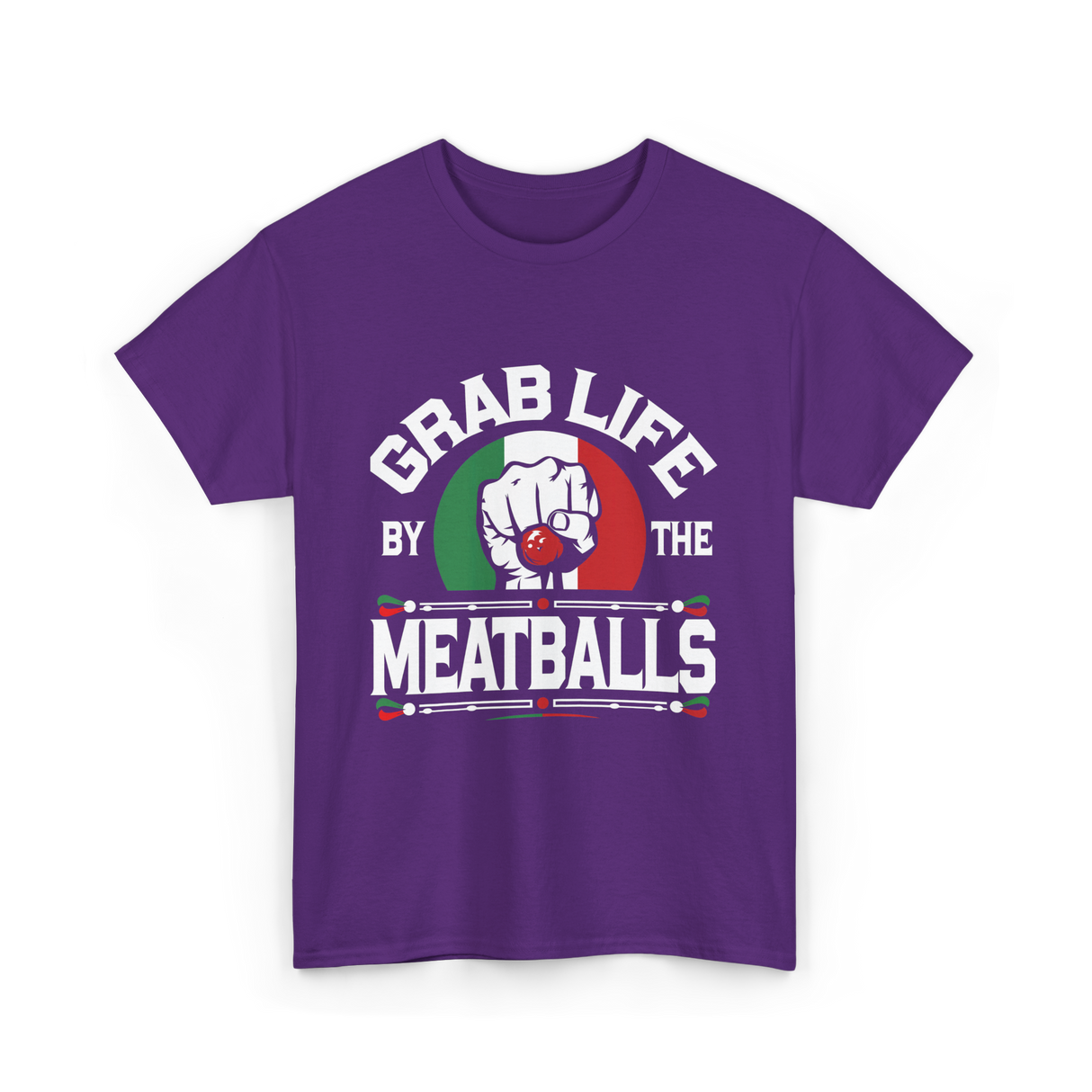 Grab Life By Meatballs Italian Food T-Shirt - Purple