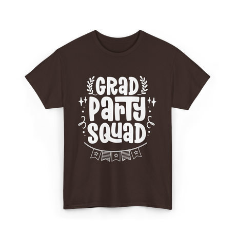 Grad Party Squad Graduation Celebration T-Shirt - Dark Chocolate