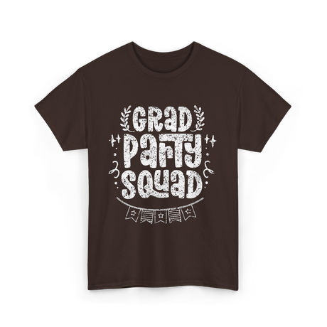 Grad Party Squad Graduation Celebration T-Shirt - Dark Chocolate