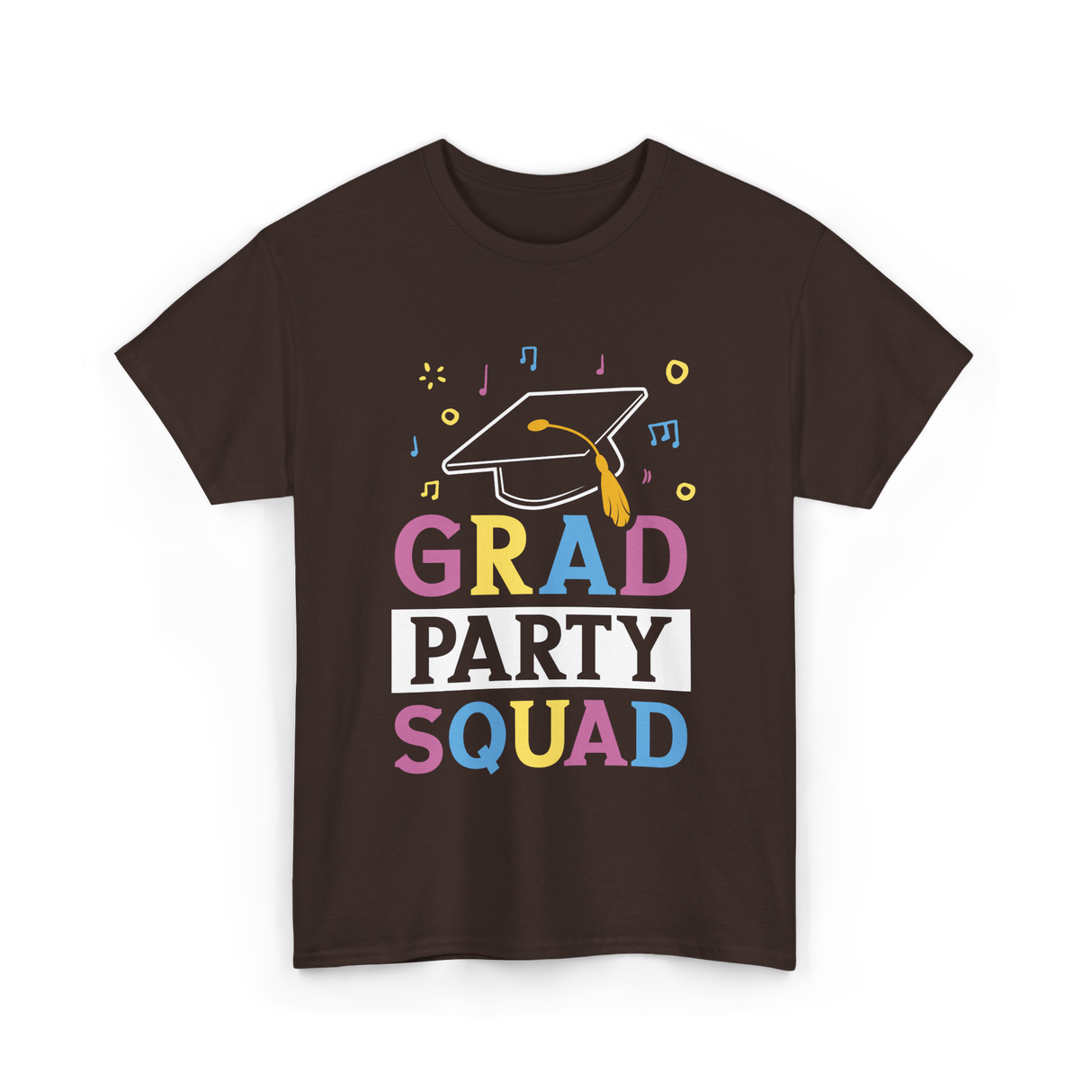 Grad Party Squad Graduation Celebration T-Shirt - Dark Chocolate