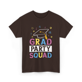 Grad Party Squad Graduation Celebration T-Shirt - Dark Chocolate