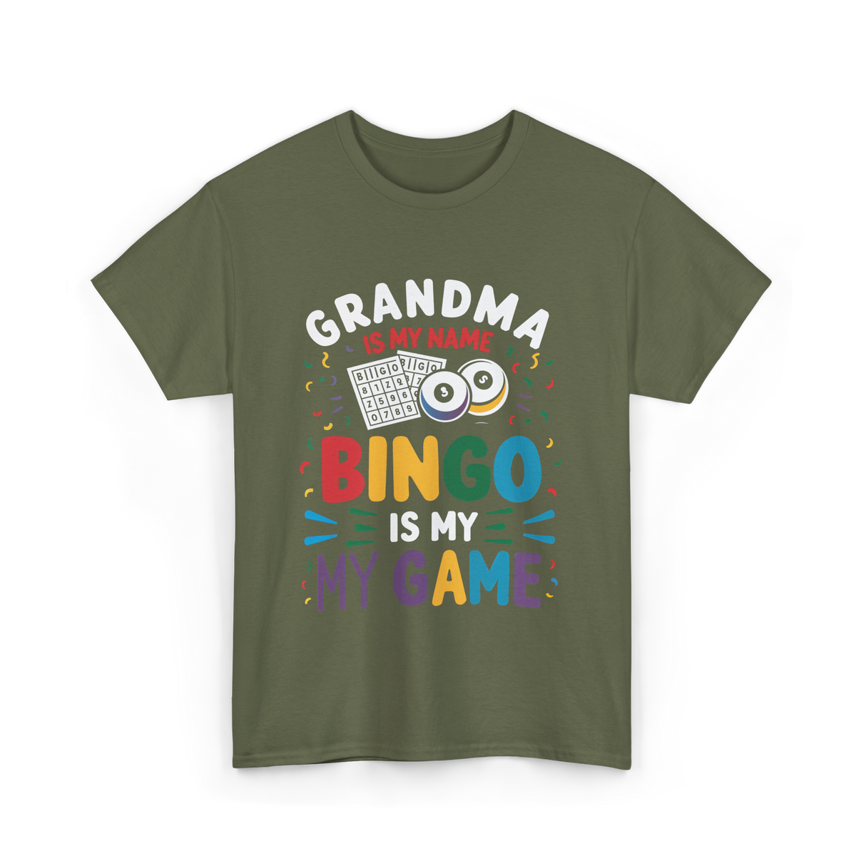 Grandma Bingo Game T-Shirt - Military Green