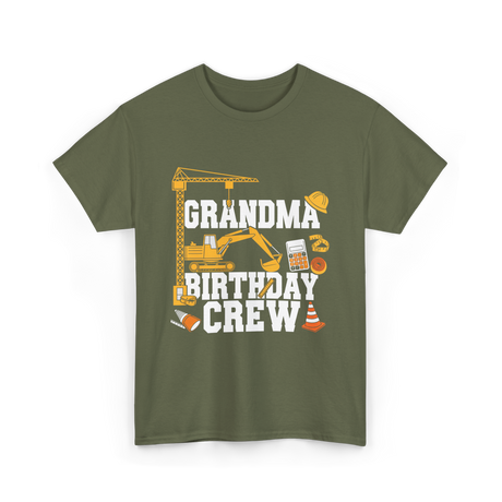 Grandma Birthday Crew Construction T-Shirt - Military Green