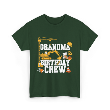 Grandma Birthday Crew Construction T-Shirt - Forest Green