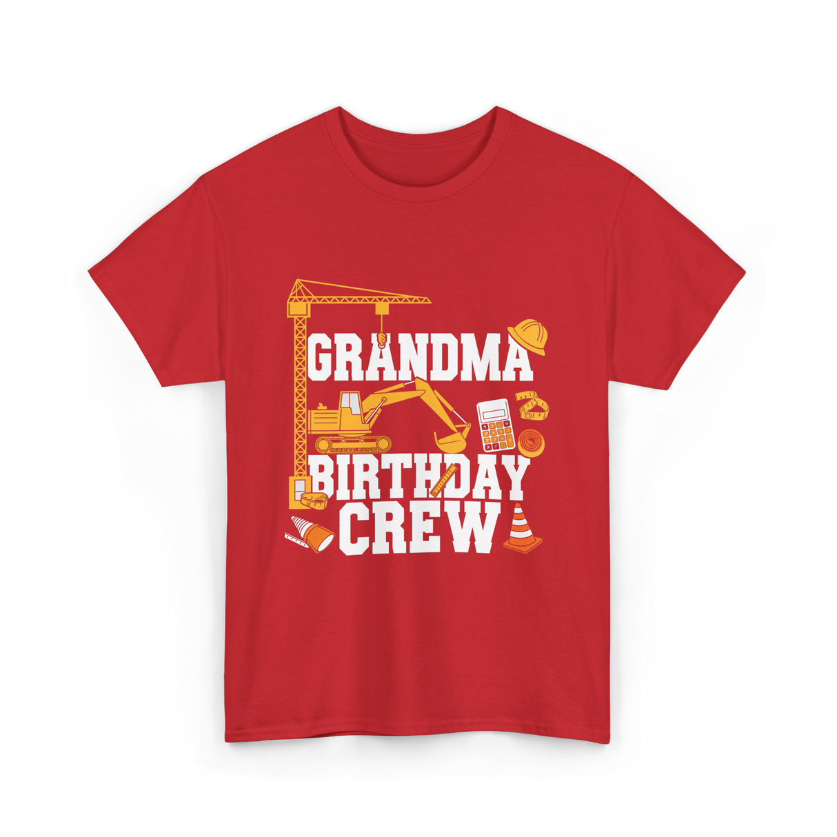 Grandma Birthday Crew Construction T-Shirt - Red