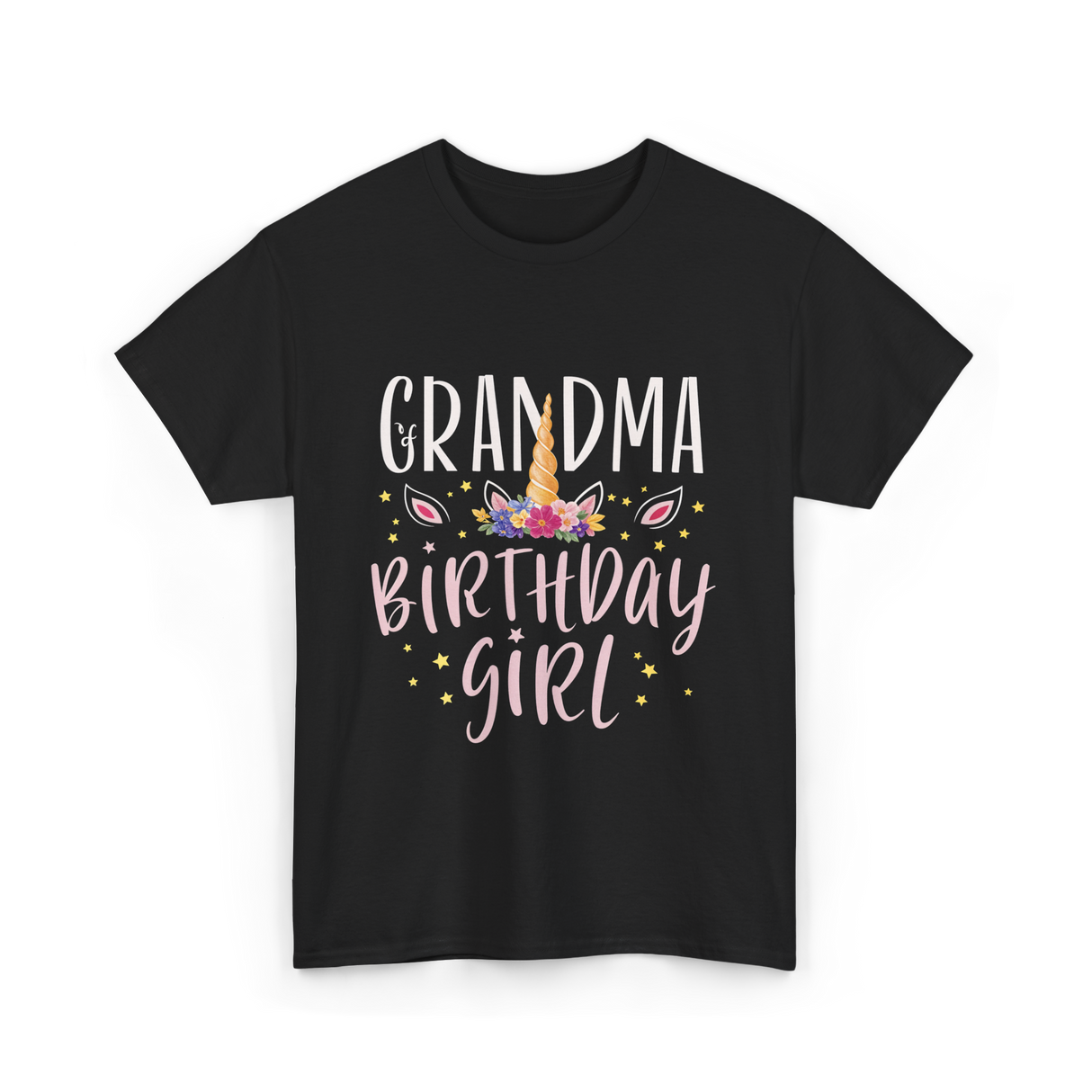 Grandma Birthday Girl Unicorn T-Shirt - Black