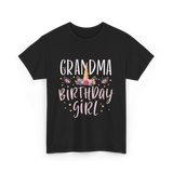 Grandma Birthday Girl Unicorn T-Shirt - Black