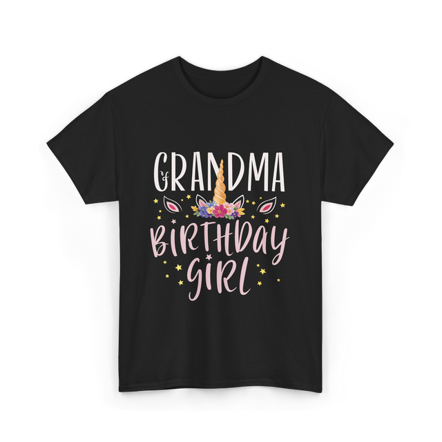 Grandma Birthday Girl Unicorn T-Shirt - Black