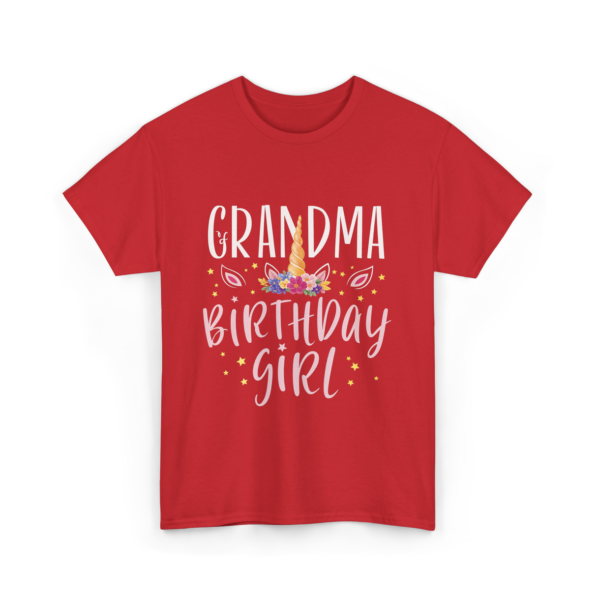 Grandma Birthday Girl Unicorn T-Shirt - Red