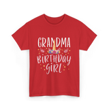 Grandma Birthday Girl Unicorn T-Shirt - Red