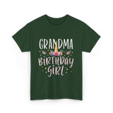 Grandma Birthday Girl Unicorn T-Shirt - Forest Green