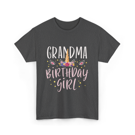 Grandma Birthday Girl Unicorn T-Shirt - Dark Heather