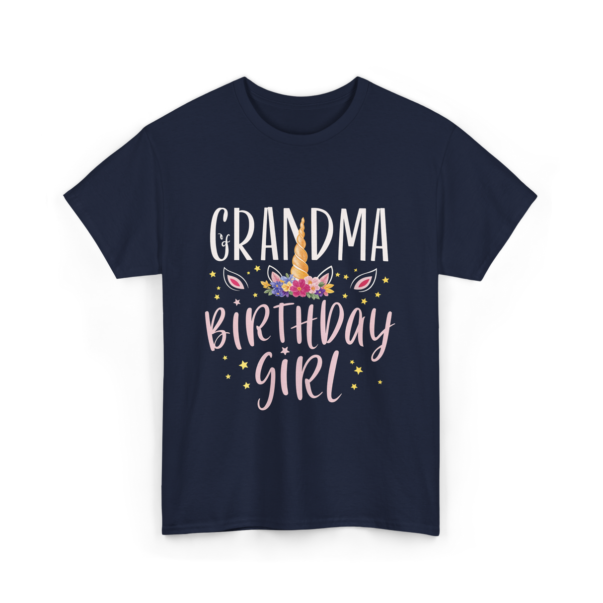 Grandma Birthday Girl Unicorn T-Shirt - Navy