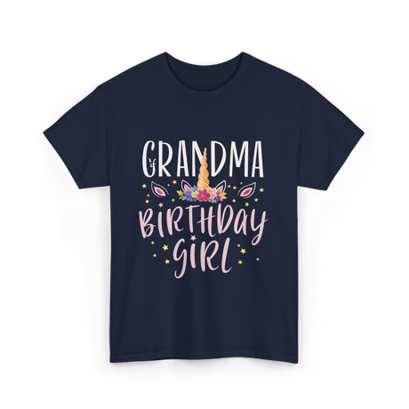 Grandma Birthday Girl Unicorn T-Shirt - Navy