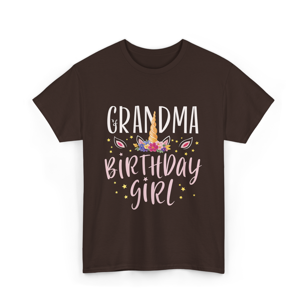 Grandma Birthday Girl Unicorn T-Shirt - Dark Chocolate