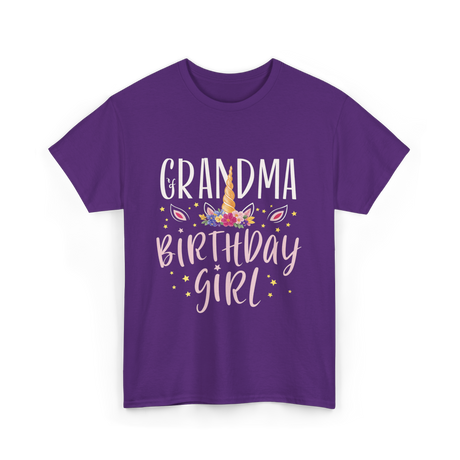 Grandma Birthday Girl Unicorn T-Shirt - Purple