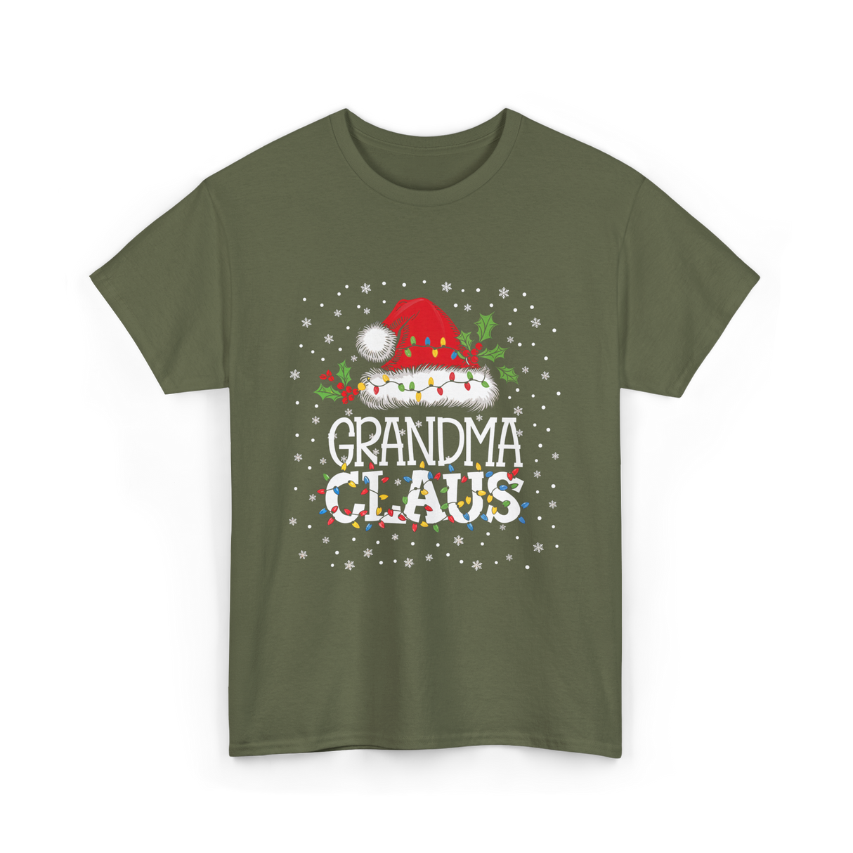 Grandma Claus Christmas Grandma T-Shirt - Military Green