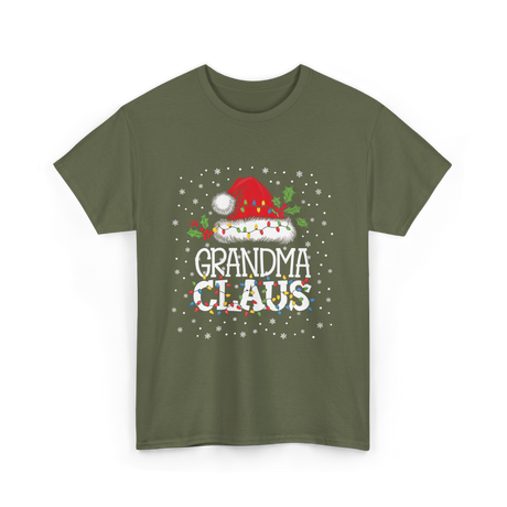 Grandma Claus Christmas Grandma T-Shirt - Military Green