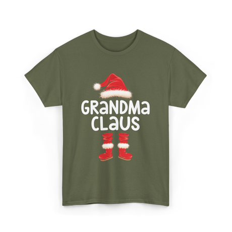 Grandma Claus Christmas Grandma T-Shirt - Military Green