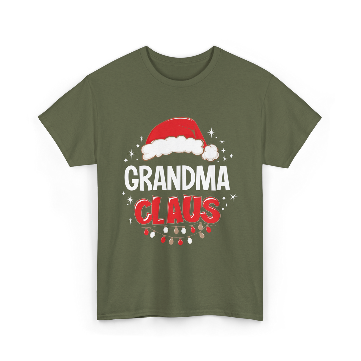 Grandma Claus Christmas Grandma T-Shirt - Military Green