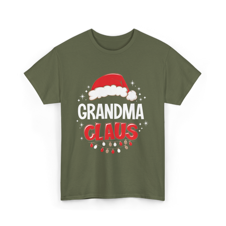 Grandma Claus Christmas Grandma T-Shirt - Military Green