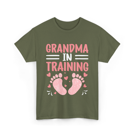 Grandma In Training Grandparent T-Shirt - Military Green