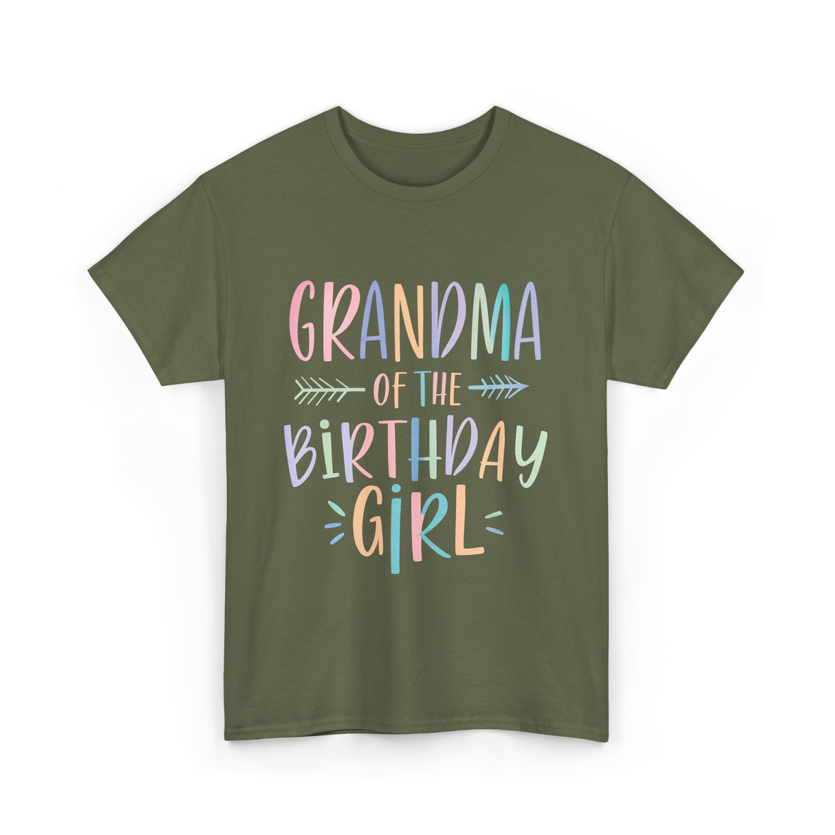 Grandma of the Birthday Girl Celebration T-Shirt - Military Green