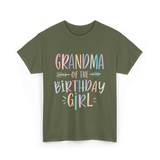 Grandma of the Birthday Girl Celebration T-Shirt - Military Green