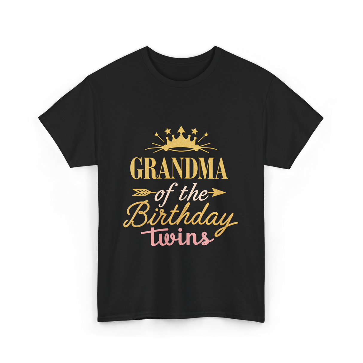 Grandma Of The Birthday Twins Celebration T-Shirt - Black