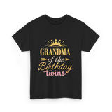 Grandma Of The Birthday Twins Celebration T-Shirt - Black