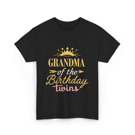 Grandma Of The Birthday Twins Celebration T-Shirt - Black