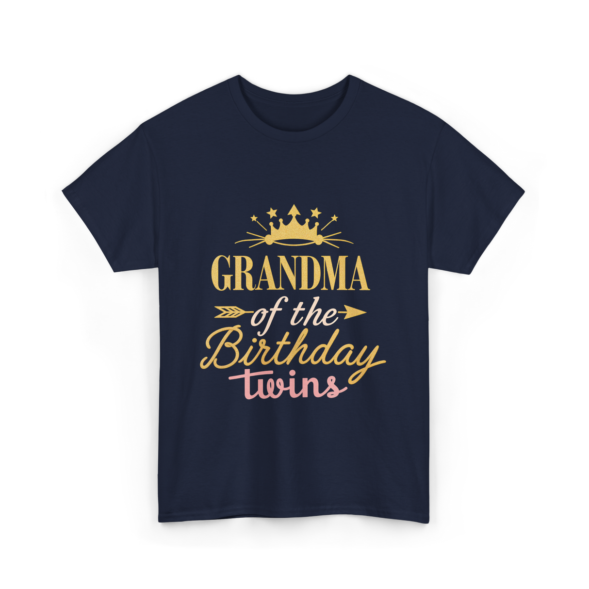 Grandma Of The Birthday Twins Celebration T-Shirt - Navy