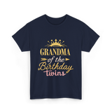 Grandma Of The Birthday Twins Celebration T-Shirt - Navy