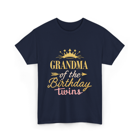 Grandma Of The Birthday Twins Celebration T-Shirt - Navy