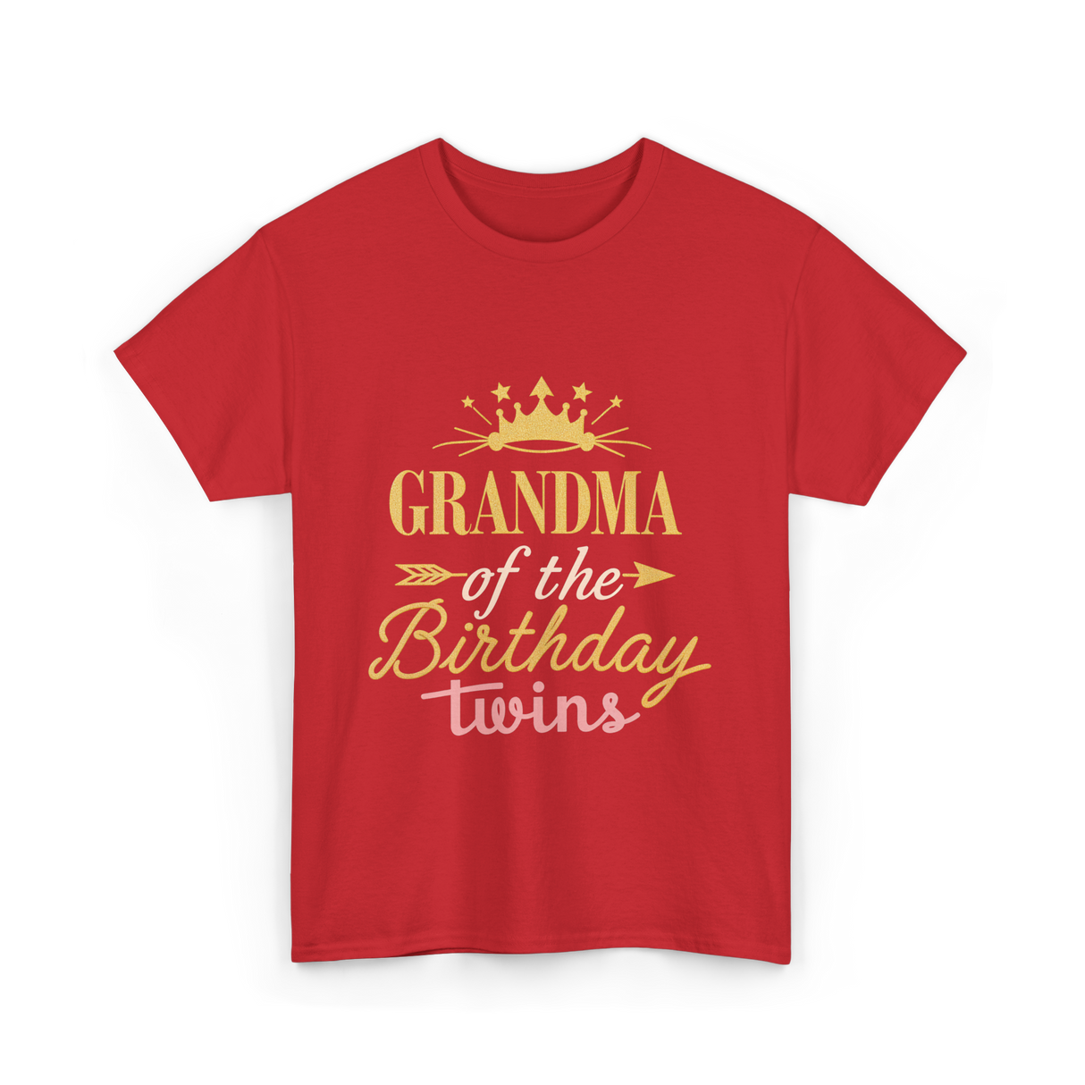 Grandma Of The Birthday Twins Celebration T-Shirt - Red