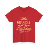 Grandma Of The Birthday Twins Celebration T-Shirt - Red