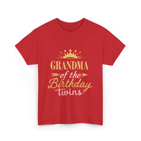 Grandma Of The Birthday Twins Celebration T-Shirt - Red