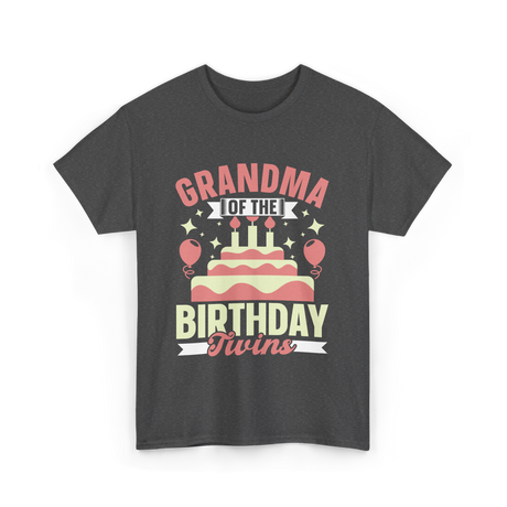 Grandma of the Birthday Twins Celebration T-Shirt - Dark Heather