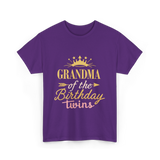 Grandma Of The Birthday Twins Celebration T-Shirt - Purple