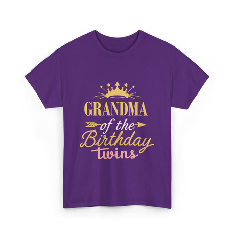 Grandma Of The Birthday Twins Celebration T-Shirt - Purple