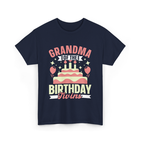 Grandma of the Birthday Twins Celebration T-Shirt - Navy