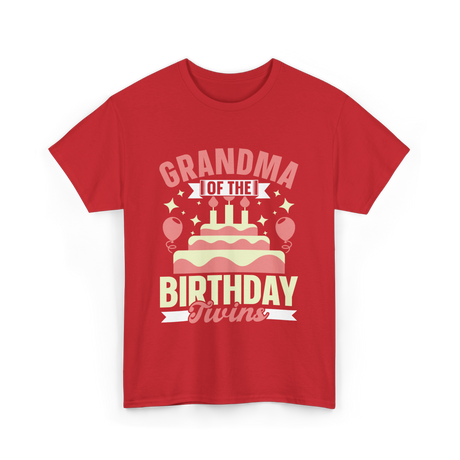 Grandma of the Birthday Twins Celebration T-Shirt - Red