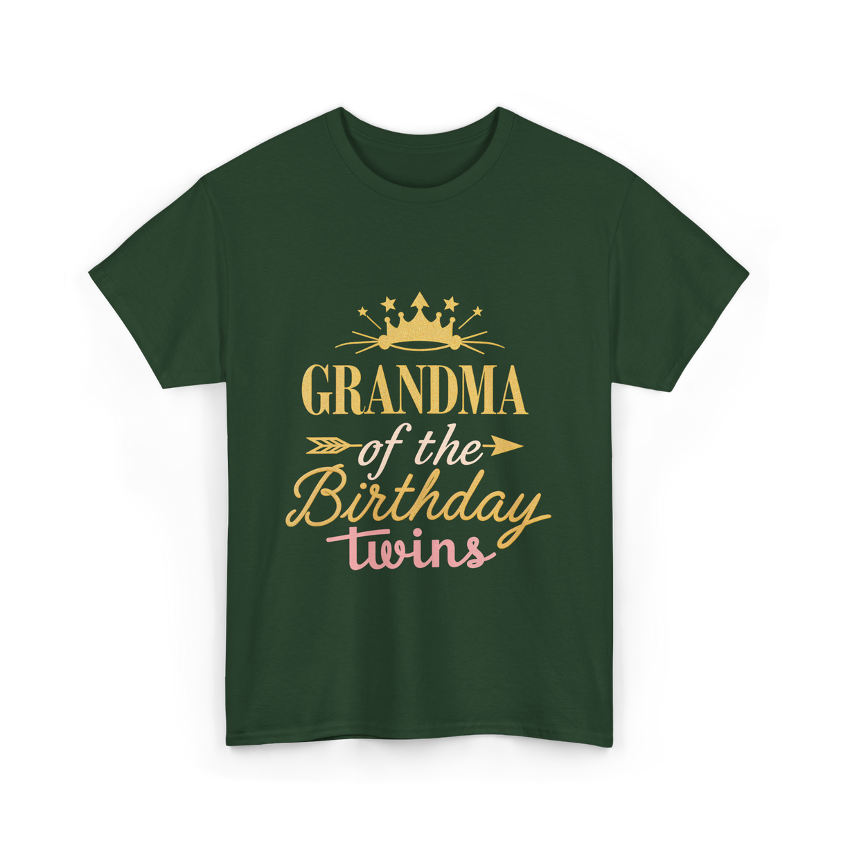 Grandma Of The Birthday Twins Celebration T-Shirt - Forest Green