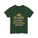 Grandma Of The Birthday Twins Celebration T-Shirt - Forest Green