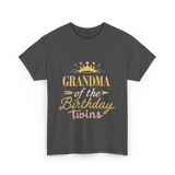 Grandma Of The Birthday Twins Celebration T-Shirt - Dark Heather