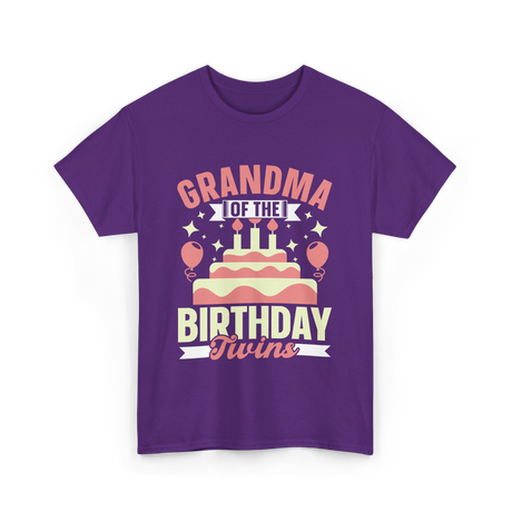 Grandma of the Birthday Twins Celebration T-Shirt - Purple